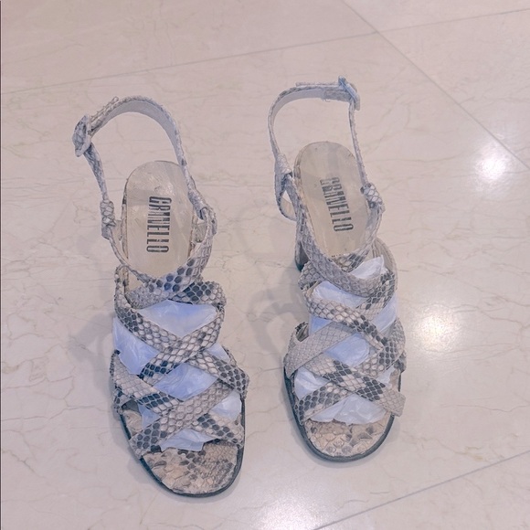 Granello Italian Vintage Python Snakeskin Strappy Heels - Picture 2 of 11
